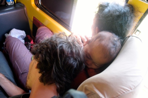 My favorite Jay moment: Him sleeping on a woman a her baby on the travel.